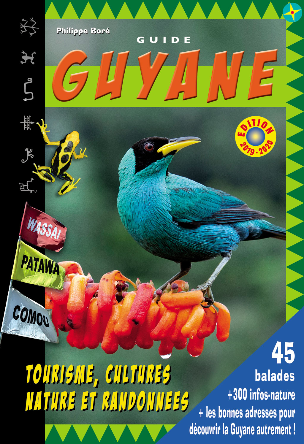 couverture du guide Guyane 2019 avec oiseau guit guit bleu emeraude